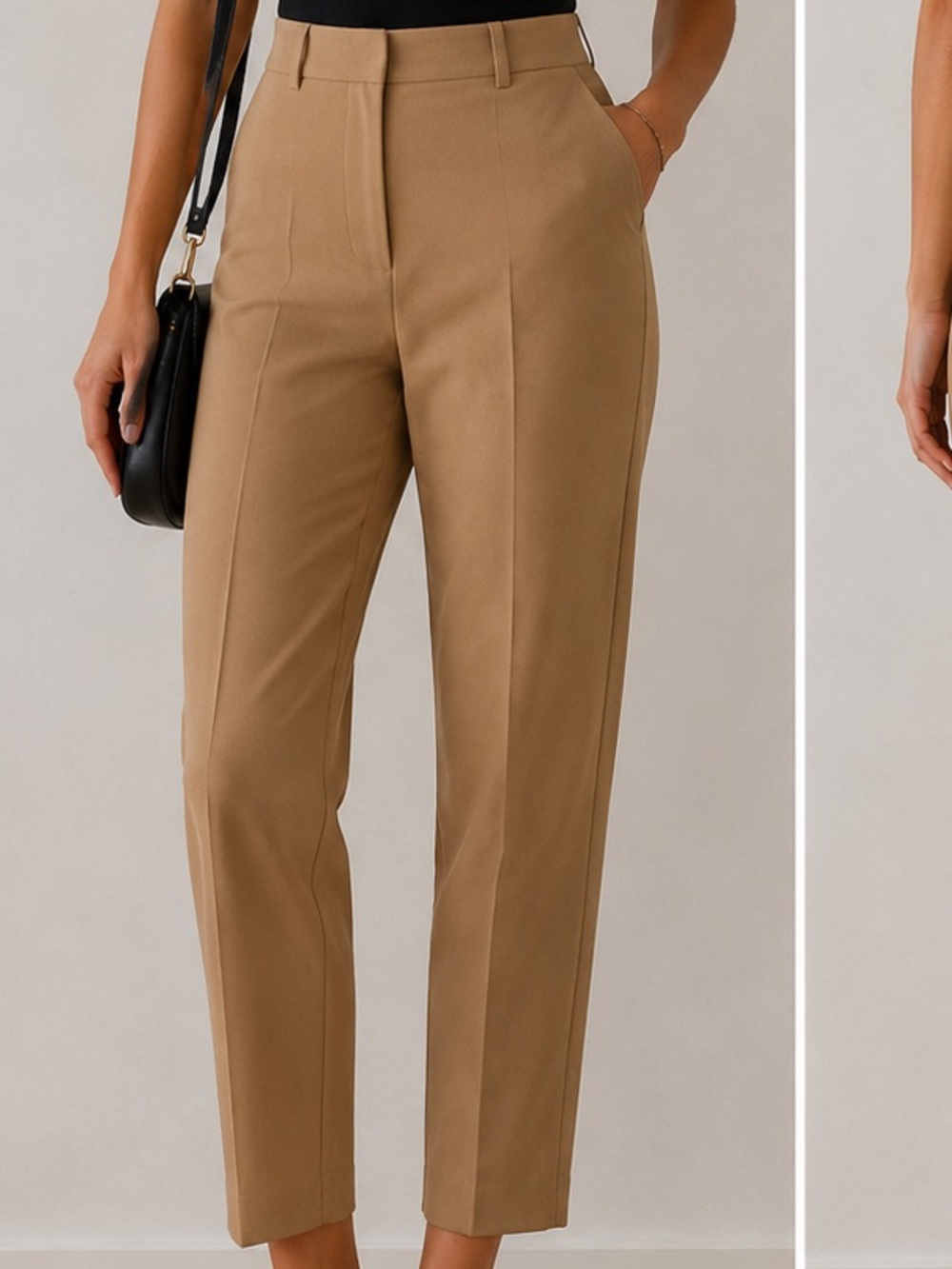 Zara Tailored High-Rise Cropped Pants in Camel